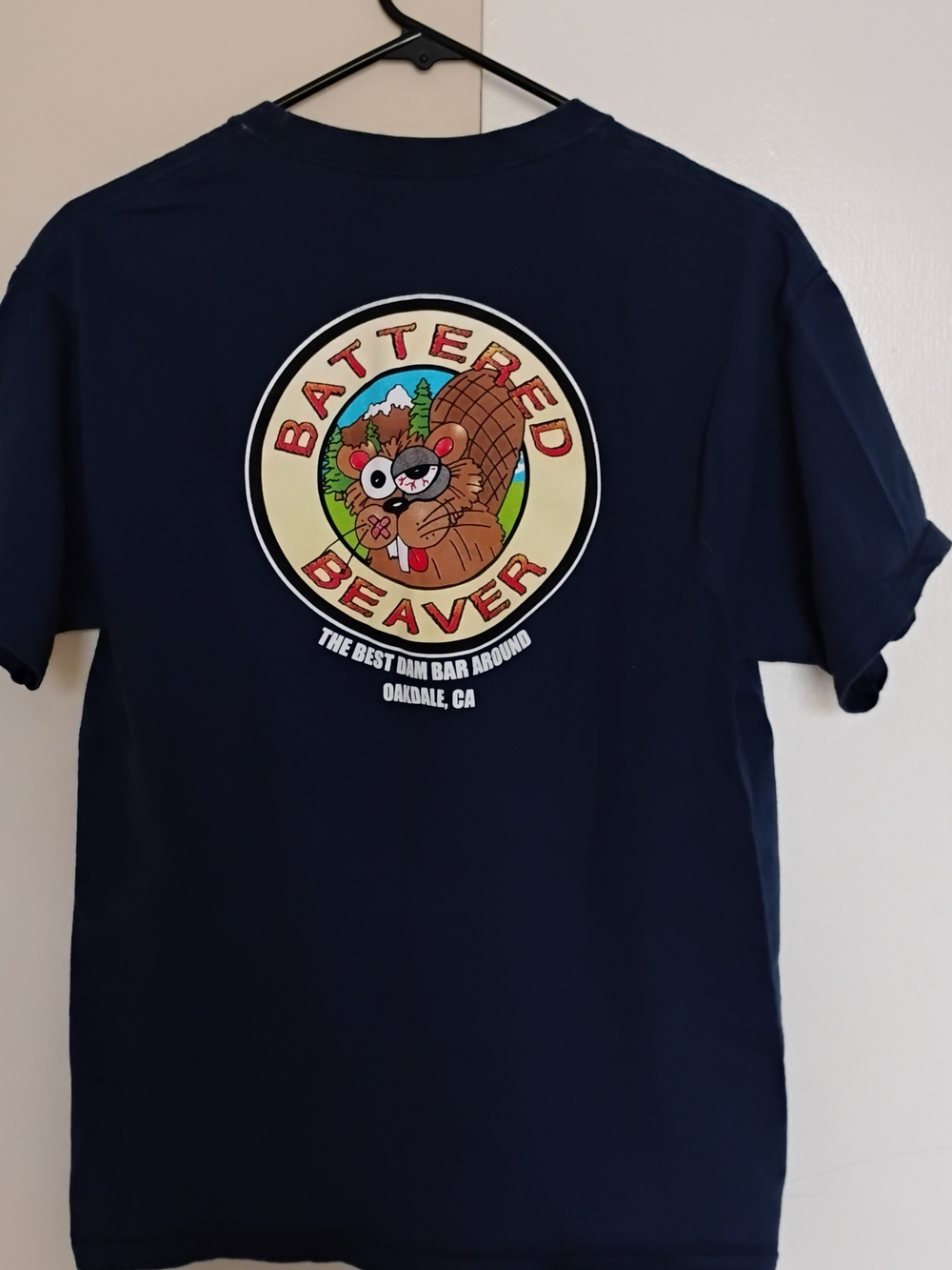 Hanes Navy Short Sleeve Tee with Battered Beaver Graphic